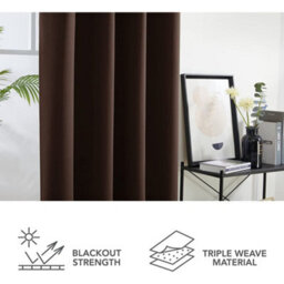 Deconovo Ring Top Curtains Thermal Insulated Curtains Blackout Eyelet Curtains For Bedroom Brown 42 X 63 Inch 2 Panels - thumbnail 4