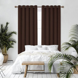 Deconovo Ring Top Curtains Thermal Insulated Curtains Blackout Eyelet Curtains For Bedroom Brown 42 X 63 Inch 2 Panels - thumbnail 3