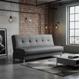 Enduro Xi Living Room Sofa Bed With Click Clack Sleeping Function Storage Wooden Frame 195X90X85Cm Grey