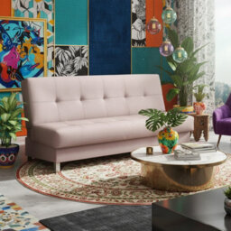 Enduro Xi Living Room Sofa Bed With Click Clack Sleeping Function Storage Wooden Frame 195X90X85Cm Cream - thumbnail 2
