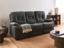 Beliani Electric Recliner Sofa 3 Seater Bergen Velvet Dark Grey - thumbnail 2