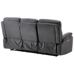 Beliani Electric Recliner Sofa 3 Seater Bergen Velvet Dark Grey - thumbnail 6
