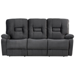 Beliani Electric Recliner Sofa 3 Seater Bergen Velvet Dark Grey - thumbnail 5