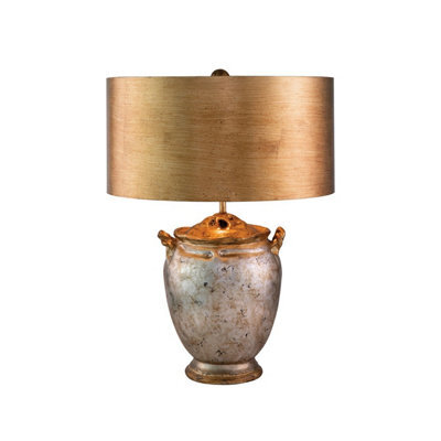 Luminosa Lighting Elstead Jackson Table Lamp With Round Shade, Antiqued Silver With Gold Leaf - image 1