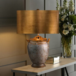 Luminosa Lighting Elstead Jackson Table Lamp With Round Shade, Antiqued Silver With Gold Leaf - thumbnail 5