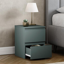 Green Modern 2 Drawer Chest Of Drawers Bedside Table Nightstand Bedroom Furniture - thumbnail 3