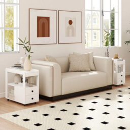 White 2 Drawer Modern Narrow Sofa Side End Table - thumbnail 5