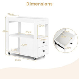 White 2 Drawer Modern Narrow Sofa Side End Table - thumbnail 2