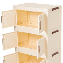 Living And Home Cream Large Foldable Three-Tier Rolling Plastic Storage Cabinet 56.5Cm W X 31Cm D X 93.7Cm H - thumbnail 7