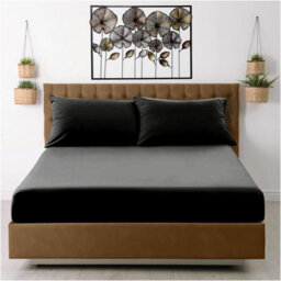 Gaveno Cavailia Microfiber Fitted Sheet King Black Luxurious Premium Quality Bedsheet - thumbnail 1