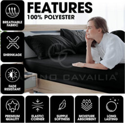 Gaveno Cavailia Microfiber Fitted Sheet King Black Luxurious Premium Quality Bedsheet - thumbnail 2