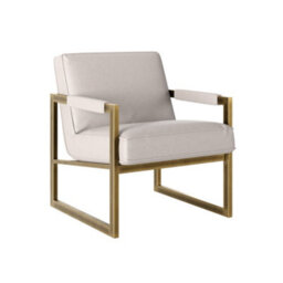 Wyld Haus Torino Cream Chenille Armchair With Bronze-Style Frame - thumbnail 4