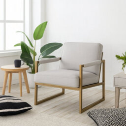 Wyld Haus Torino Cream Chenille Armchair With Bronze-Style Frame