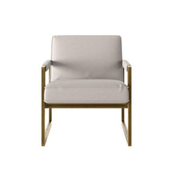 Wyld Haus Torino Cream Chenille Armchair With Bronze-Style Frame - thumbnail 3