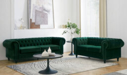 Home Detail Chesterfield Velvet Pleat Fabric 3 Seater Sofa, Green - thumbnail 8