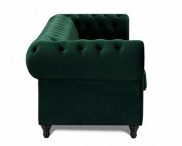 Home Detail Chesterfield Velvet Pleat Fabric 3 Seater Sofa, Green - thumbnail 4