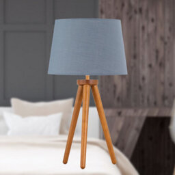 First Choice Lighting Voyage - Dark Oak Table Lamp Or Bedside Light With Grey Shade - thumbnail 2