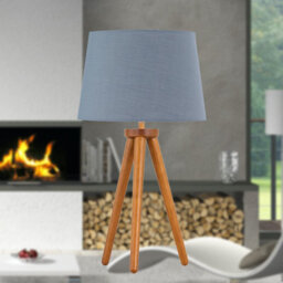 First Choice Lighting Voyage - Dark Oak Table Lamp Or Bedside Light With Grey Shade - thumbnail 3