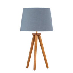 First Choice Lighting Voyage - Dark Oak Table Lamp Or Bedside Light With Grey Shade - thumbnail 1