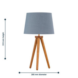 First Choice Lighting Voyage - Dark Oak Table Lamp Or Bedside Light With Grey Shade - thumbnail 4
