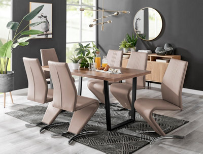 Furniturebox Uk Kylo Brown Wood Effect Dining Table & 6 Cappuccino Willow Chairs - image 1