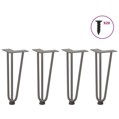 Berkfield Hairpin Legs For Coffee Table 4 Pcs Natural Steel 30 Cm Solid Steel - image 1