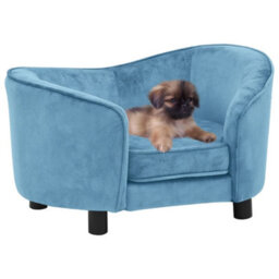 Berkfield Dog Sofa Turquoise 69X49X40 Cm Plush - thumbnail 1