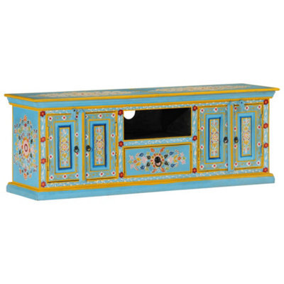 Berkfield Tv Cabinet Blue 110X30X40 Cm Solid Wood Mango - image 1