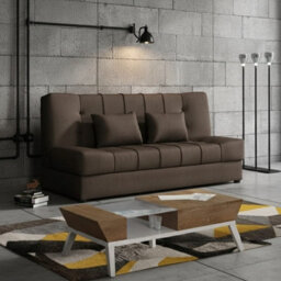 Sonia Sofa Bed With Storage Springs And Foam Stylish Living Room Or Guest Room Sofa With Cushions Brown - thumbnail 2