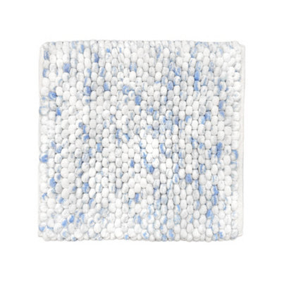Allure Bath Fashions Marl Chunky Bobble Square Bath Mat Non Slip - Blue - image 1