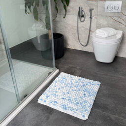 Allure Bath Fashions Marl Chunky Bobble Square Bath Mat Non Slip - Blue - thumbnail 2