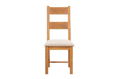 Buttercup Farm Shrewsbury Pair Of Rustic Dining Chairs - Fabric Seat - D45 X W53 X H105 Cm - Oak - image 1
