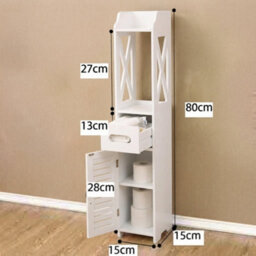 White Wooden Freestanding Toilet Roll Holder Bathroom Storage Cabinet - thumbnail 2