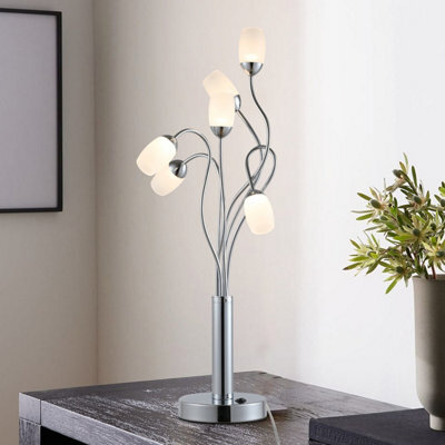 Garwarm 6-Light 56Cm Chrome Floral Led Table Lamp - Modern Novelty Design - image 1