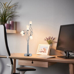 Garwarm 6-Light 56Cm Chrome Floral Led Table Lamp - Modern Novelty Design - thumbnail 8
