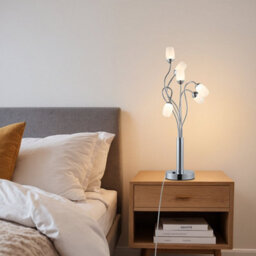 Garwarm 6-Light 56Cm Chrome Floral Led Table Lamp - Modern Novelty Design - thumbnail 9