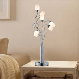 Garwarm 6-Light 56Cm Chrome Floral Led Table Lamp - Modern Novelty Design - thumbnail 2