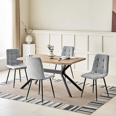 Longtoo Set Of 4 Linen Upholstered Dining Chairs With High Back And Modern Design,grey - image 1
