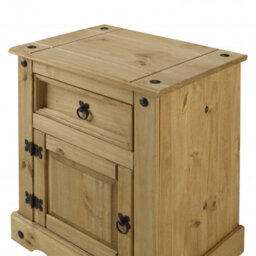 Mercers Furniture Corona Large Pot Cupboard Bedside Table Cabinet 1 Door 1 Drawer Solid Wood Pine Wooden With Mexican Styling - thumbnail 3