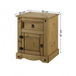 Mercers Furniture Corona Large Pot Cupboard Bedside Table Cabinet 1 Door 1 Drawer Solid Wood Pine Wooden With Mexican Styling - thumbnail 4