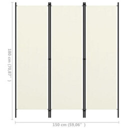 Berkfield 3-Panel Room Divider Cream White 150X180 Cm - thumbnail 6