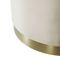 LPD Lara Cream Velvet Pouffe - Large Multipurpose Design With Brushed Gold Base - thumbnail 3