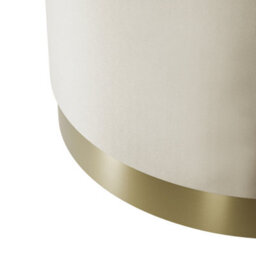 LPD Lara Cream Velvet Pouffe - Large Multipurpose Design With Brushed Gold Base - thumbnail 2