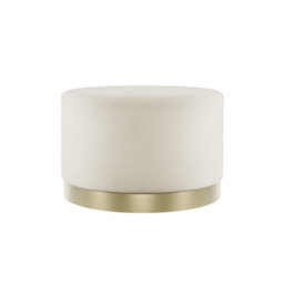 LPD Lara Cream Velvet Pouffe - Large Multipurpose Design With Brushed Gold Base - thumbnail 1