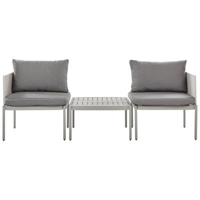 Beliani Garden Lounge Set With Table 2 Seater Terracina Metal Light Grey - image 1