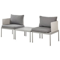 Beliani Garden Lounge Set With Table 2 Seater Terracina Metal Light Grey - thumbnail 5