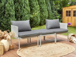 Beliani Garden Lounge Set With Table 2 Seater Terracina Metal Light Grey - thumbnail 2