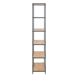 Furniture To Go Seaford Tall Black Metal Bookcase With 5 Shelves In Oak - thumbnail 3