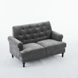 Padded Loveseat, Gray Velvet Button Tufted Loveseat - thumbnail 3