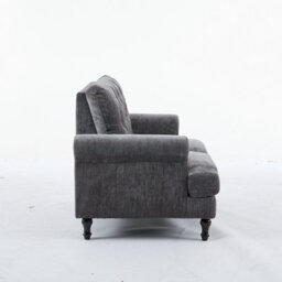 Padded Loveseat, Gray Velvet Button Tufted Loveseat - thumbnail 4